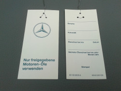50x Classic Ölzettel R107 W116 W123 W126 W201 W124 R129