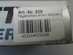 Kleeblatt Felgenschlösser M14x28mm, Kegelbund